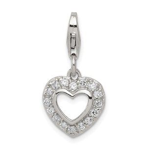 925 Sterling Silver CZ (Cubic Zirconia) Heart Mini Charm